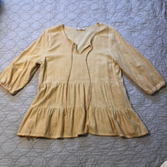 Como Vintage Gold Distressed Top M - Picture 1 of 12